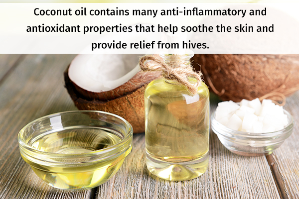 coconut oil massage can help provide relief from hives
