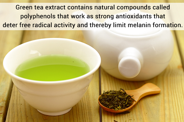 green tea extract usage can help inhibit melanin production