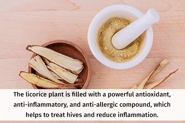 topical usage of licorice can help in hives relief