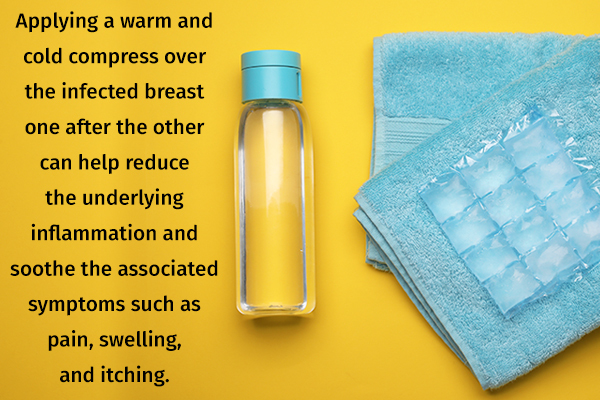 apply warm/cold compress to help soothe breast infection and pain