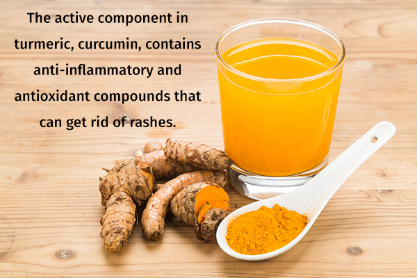 turmeric usage on skin can help relieve rashes and hives