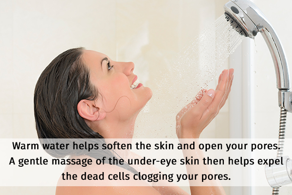 bathing with warm water can help reduce chicken skin under the eyes