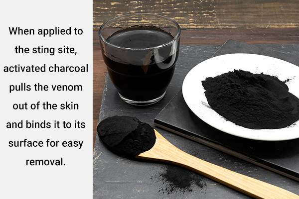applying activated charcoal to the sting area can help soothe it