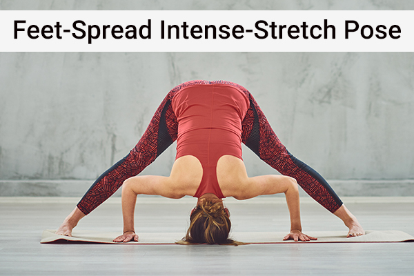 feet-spread intense-stretch pose to relieve shoulder pain
