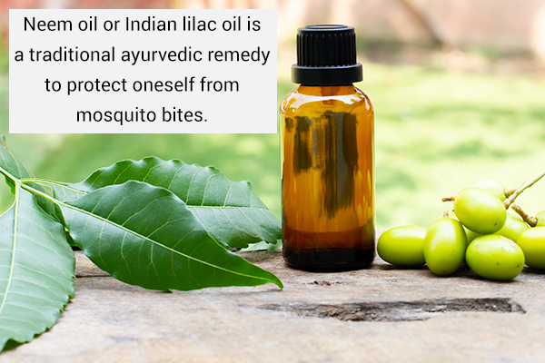 Indian lilac (neem) oil usage can help repel mosquitoes away