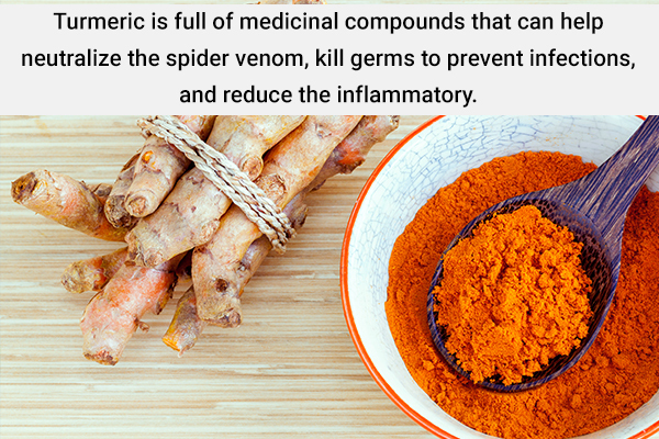 turmeric usage can help deal with spider bites and inflammation