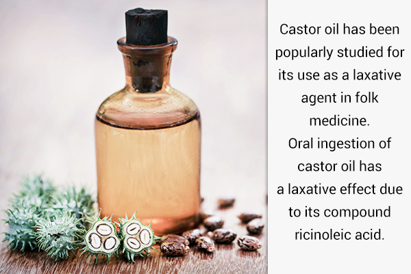 castor oil is used as a laxative agent and can ease constipation symptoms