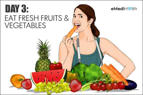 eat fresh fruits and vegetables on day 3 of the GM diet