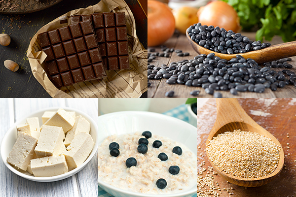 dark chocolate, black beans, tofu, oatmeal etc. are rich in magnesium