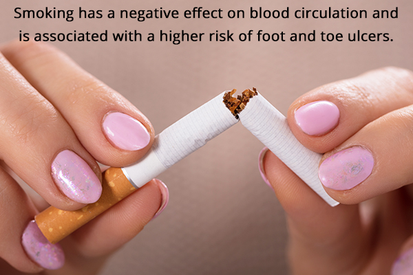 people who smoke have a higher risk of foot and toe ulcers