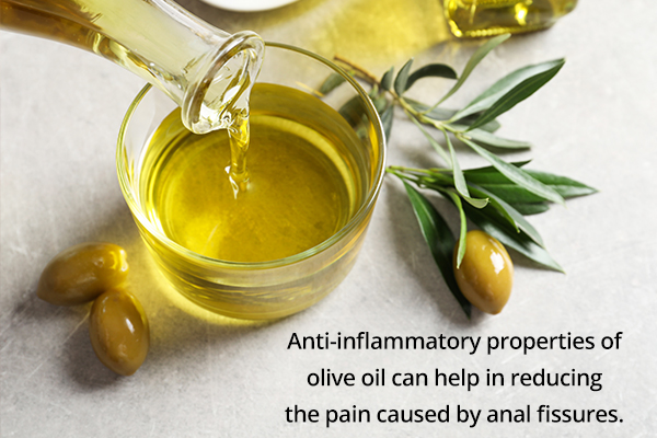 massage with olive oil to help reduce pain caused by anal fissures