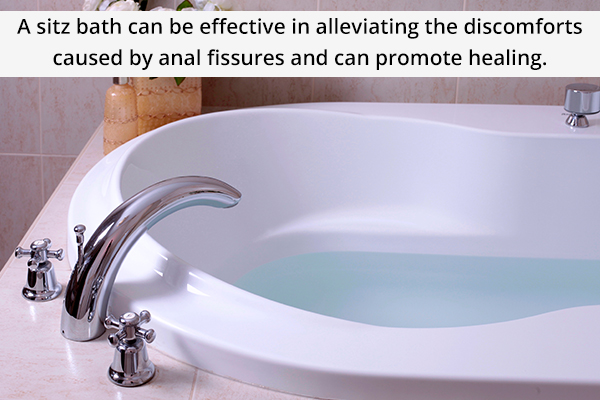 taking a hot sitz bath can help alleviate discomfort of anal fissures