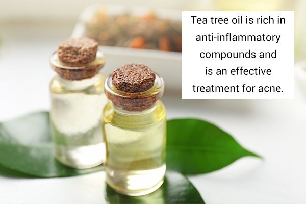 tea tree oil usage can help improve acne flare-ups