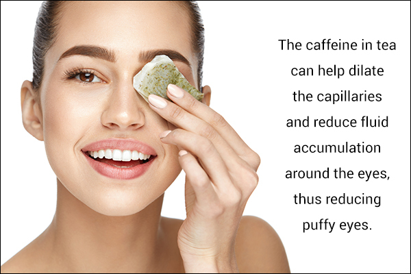 use soaked tea bags to relieve puffiness in the eyes