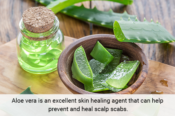 aloe vera gel can help bring relief from scalp scab symptoms