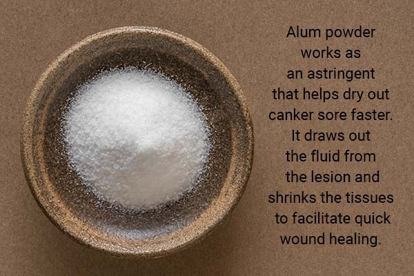 alum powder works as an astringent for canker sore relief