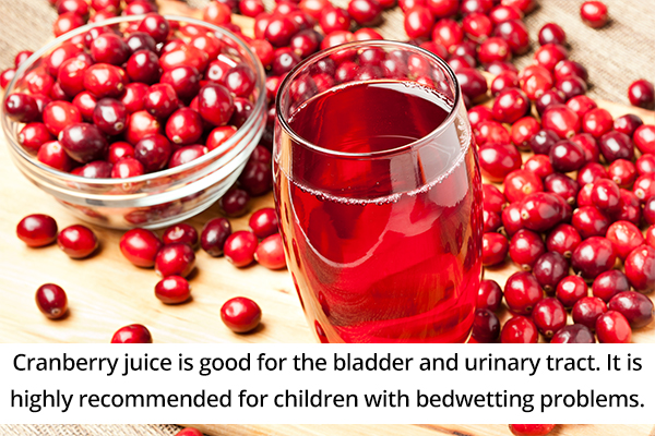 give your child cranberry juice as it can help with bedwetting problems