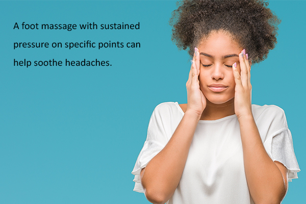 a foot massage prior bedtime can help soothe headaches and migraines