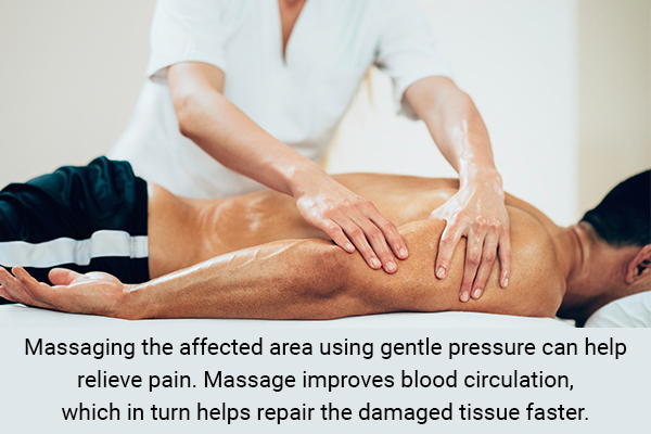 massaging the affected area can help provide relief from arm pain