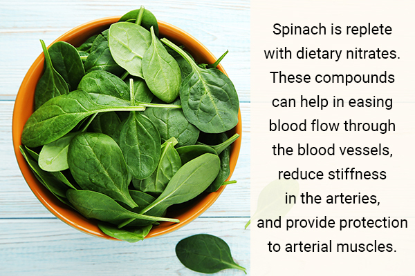 consuming spinach can help provide protection to arterial muscles
