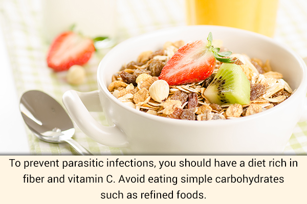 diet which can help prevent parasitic infections