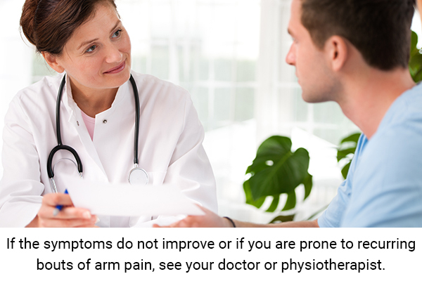 when to consult a doctor regarding arm pain?