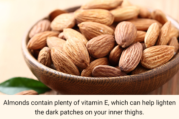 almonds can help lighten dark patches on your inner thighs