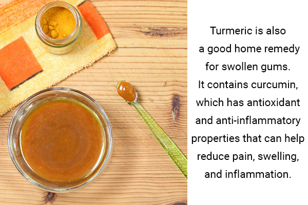 apply turmeric to the affected area for relief from gum swelling