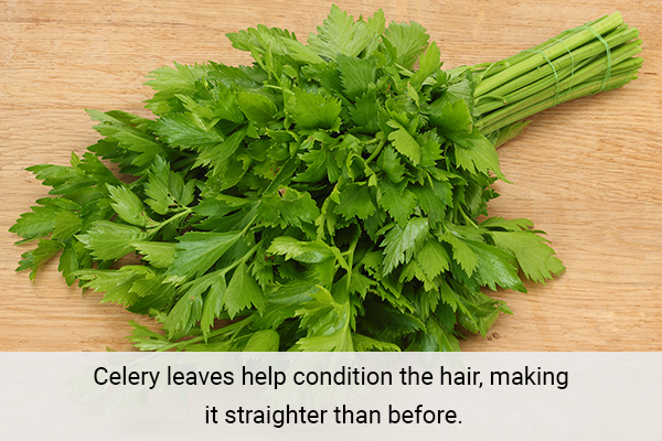 celery leaves helps condition the hair and makes them straight