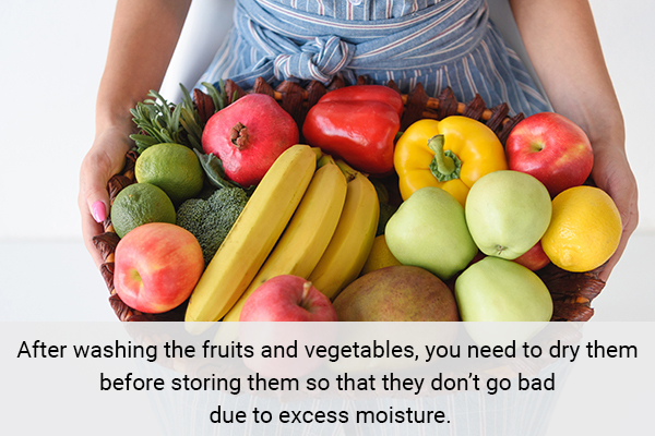 after a wash, drying the fruits/vegetables removes pesticides
