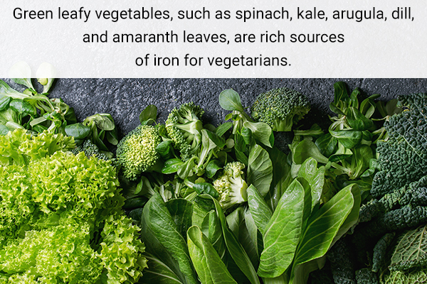 green leafy vegetables are rich iron sources and help manage anemia