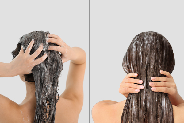 ways to apply shampoo and conditioner to the hair