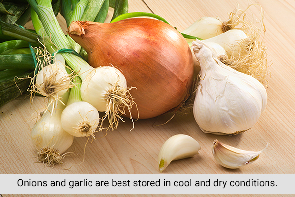onions and garlic should not be stored in a refrigerator