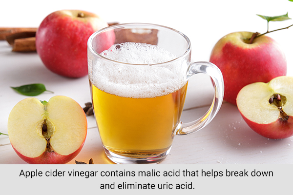 apple cider vinegar can help eliminate excess uric acid levels