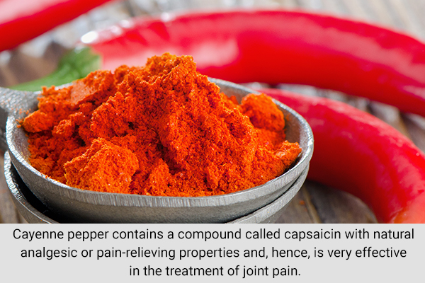 cayenne pepper can aid in faster recovery from joint pain