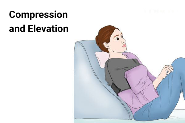 compression and elevation of the affected area can help soothe shoulder pain