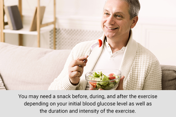 diabetics should consume food timely prior, during, or after exercising 