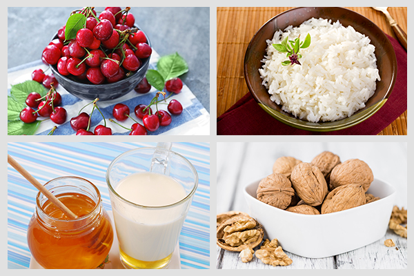 consuming cherries, milk with honey, jasmine rice, walnuts can induce sleep