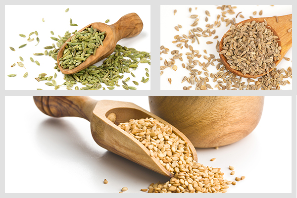 fennel, aniseed, and sesame seeds are combined to make a mouth freshener