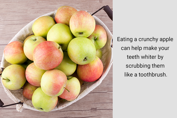eating a crunchy apple daily can help whiten your teeth