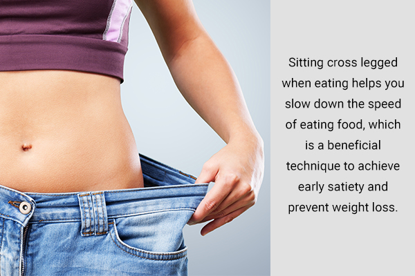 sitting cross legged on floor when eating can help prevent weight gain