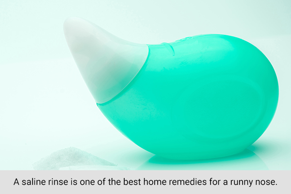 a saline rinse solution can provide relief from runny nose in children
