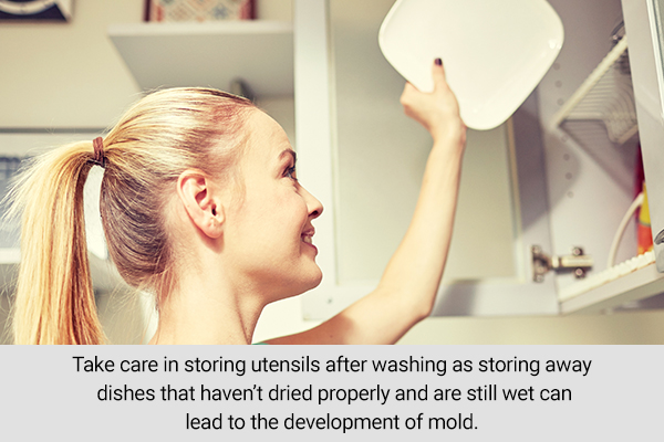 post-washing the dishes and storing them wet can be harmful