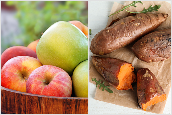 sweet potatoes and apples are a healthy and affordable option