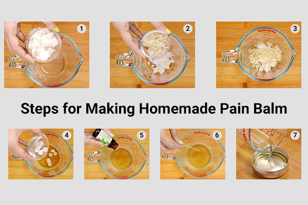 steps for making diy homemade pain relief balm