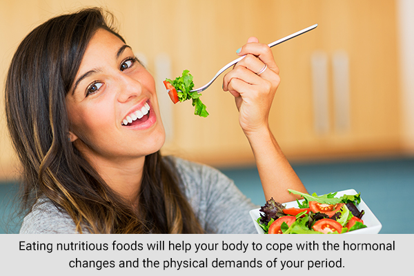 eating nutritious foods can help cope with period discomfort