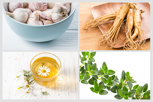herbs like garlic, ginseng, chamomile, and thyme can boost your health