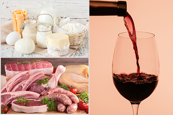 dairy products, meat, and wine are other components of the Mediterranean diet