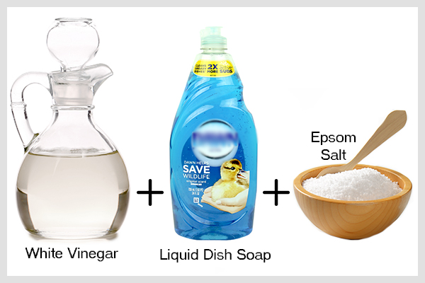 vinegar + Epsom salt + liquid dish soap recipe to kill unwanted weeds