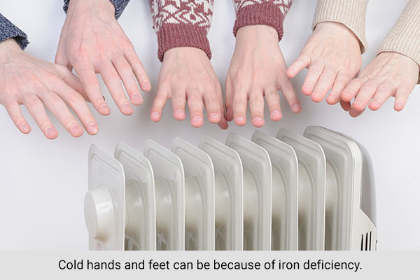 cold hands/feet can be because of iron deficiency